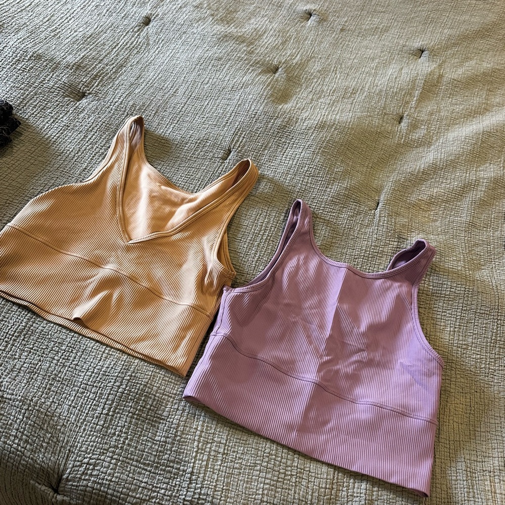 Ribbed Tank Tops in Peach and Lavender Lululemon size 10